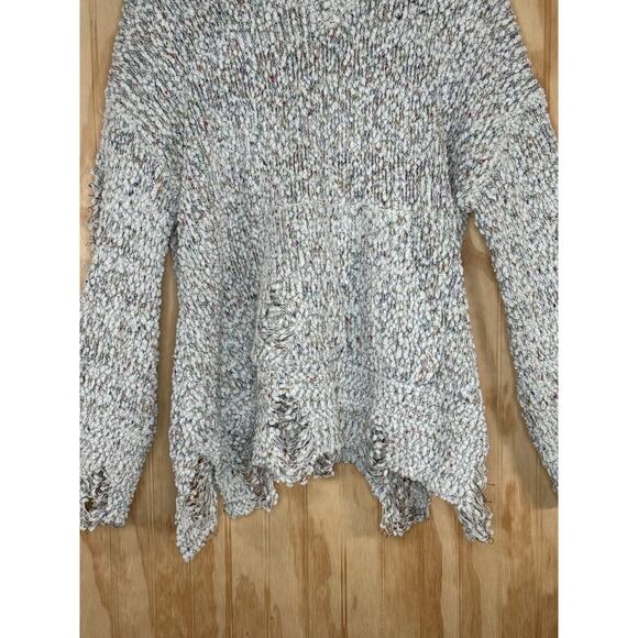 POL Distressed Confetti Knit Hooded Pullover Sweater Cottagecore Boho Chunky M - Picture 3 of 14